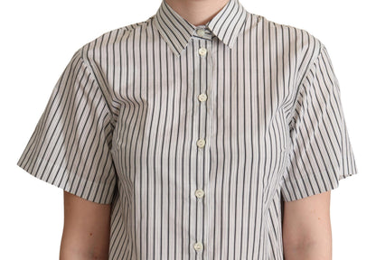 Chemise collerette rayée noire et blanche Dolce & Gabbana