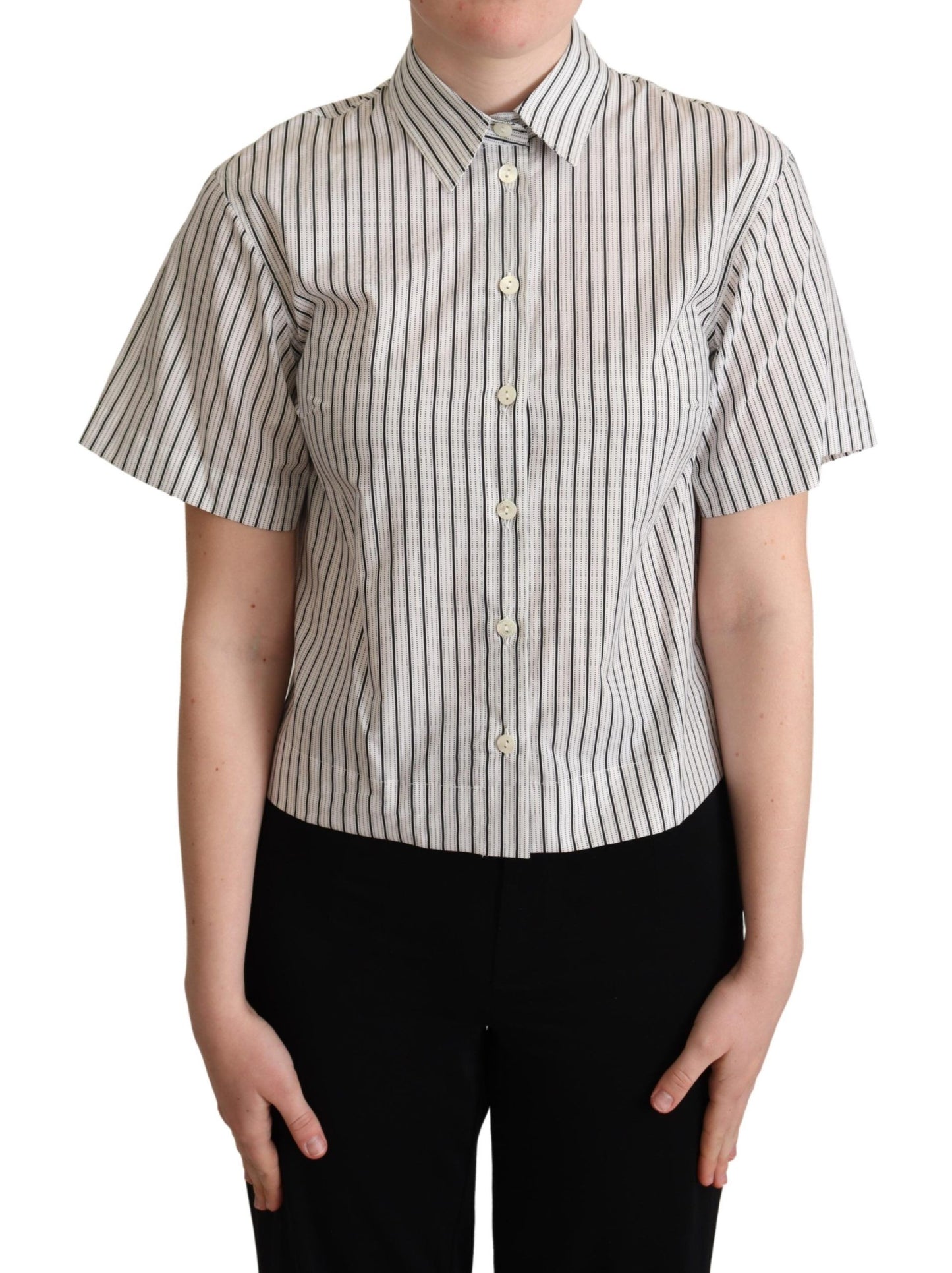 Chemise collerette rayée noire et blanche Dolce & Gabbana