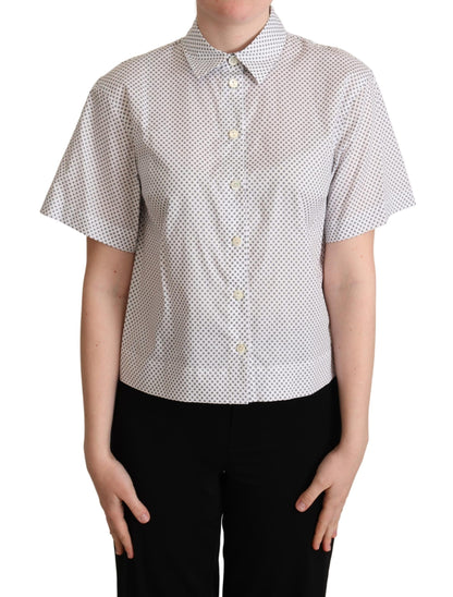 Chemise boutonnée à col Dolce & Gabbana pois blancs et gris