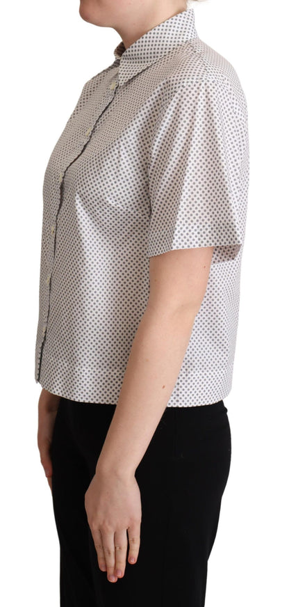 Chemise boutonnée à col Dolce & Gabbana pois blancs et gris