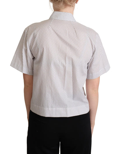 Chemise boutonnée à col Dolce & Gabbana pois blancs et gris