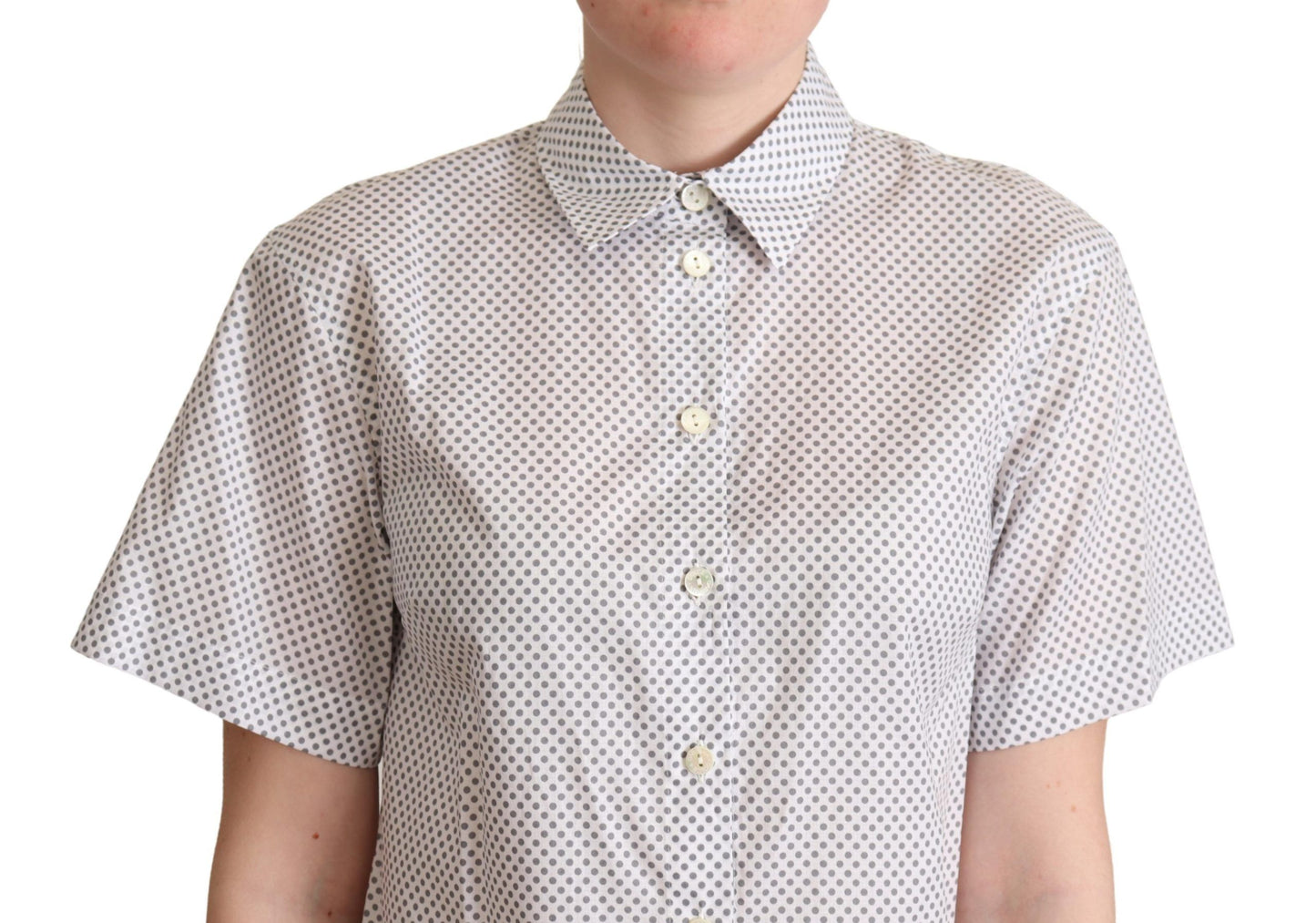 Chemise boutonnée à col Dolce & Gabbana pois blancs et gris