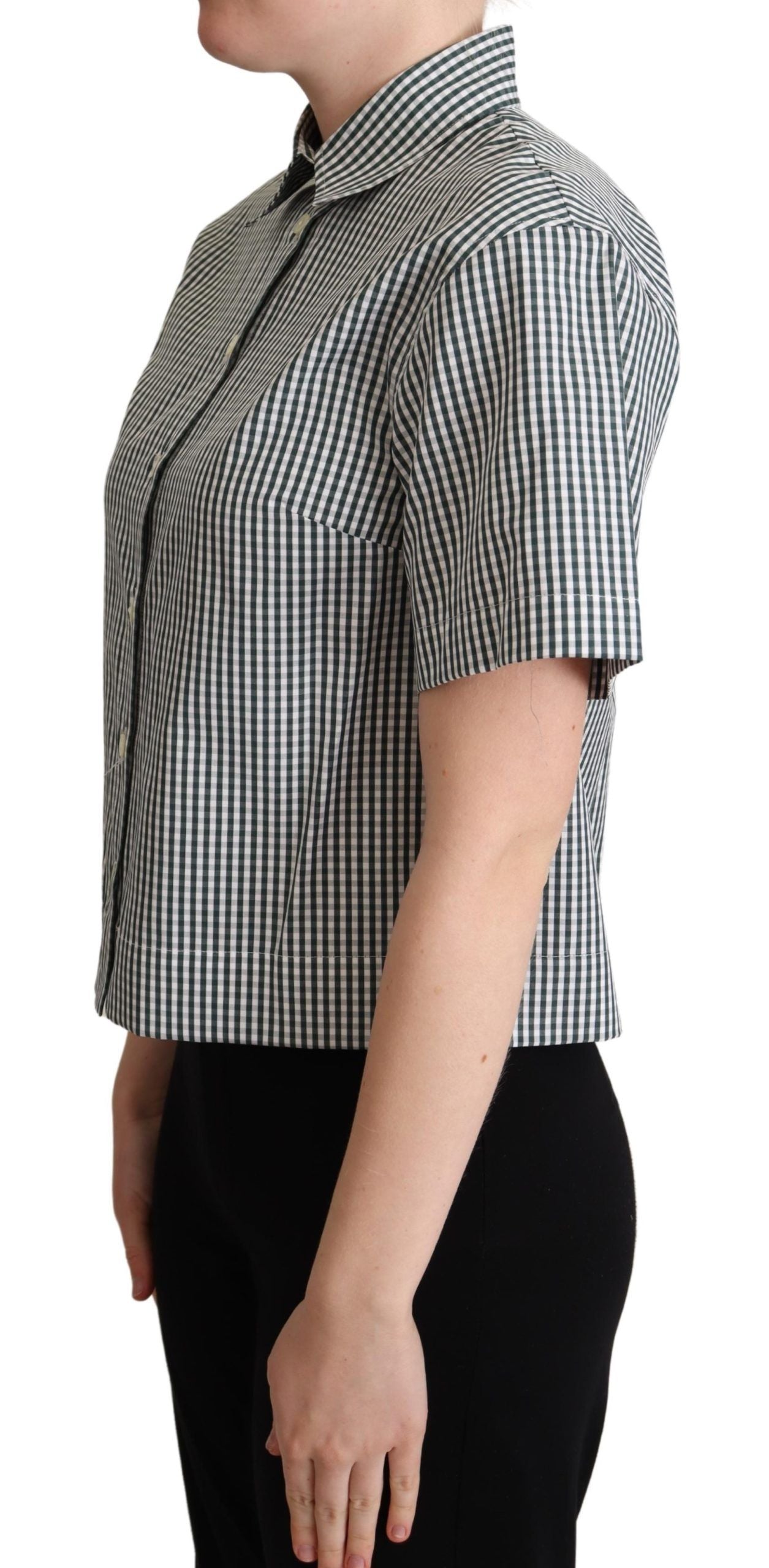 Haut chemise chemisier à carreaux en coton vert blanc Dolce & Gabbana