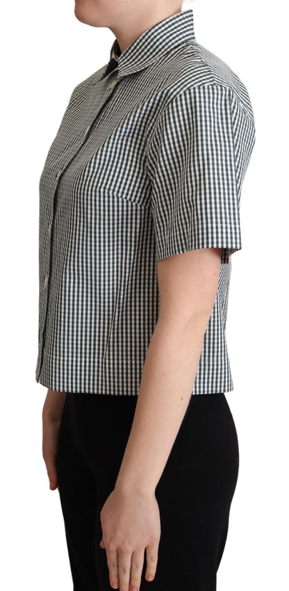 Haut chemise chemisier à carreaux en coton vert blanc Dolce & Gabbana
