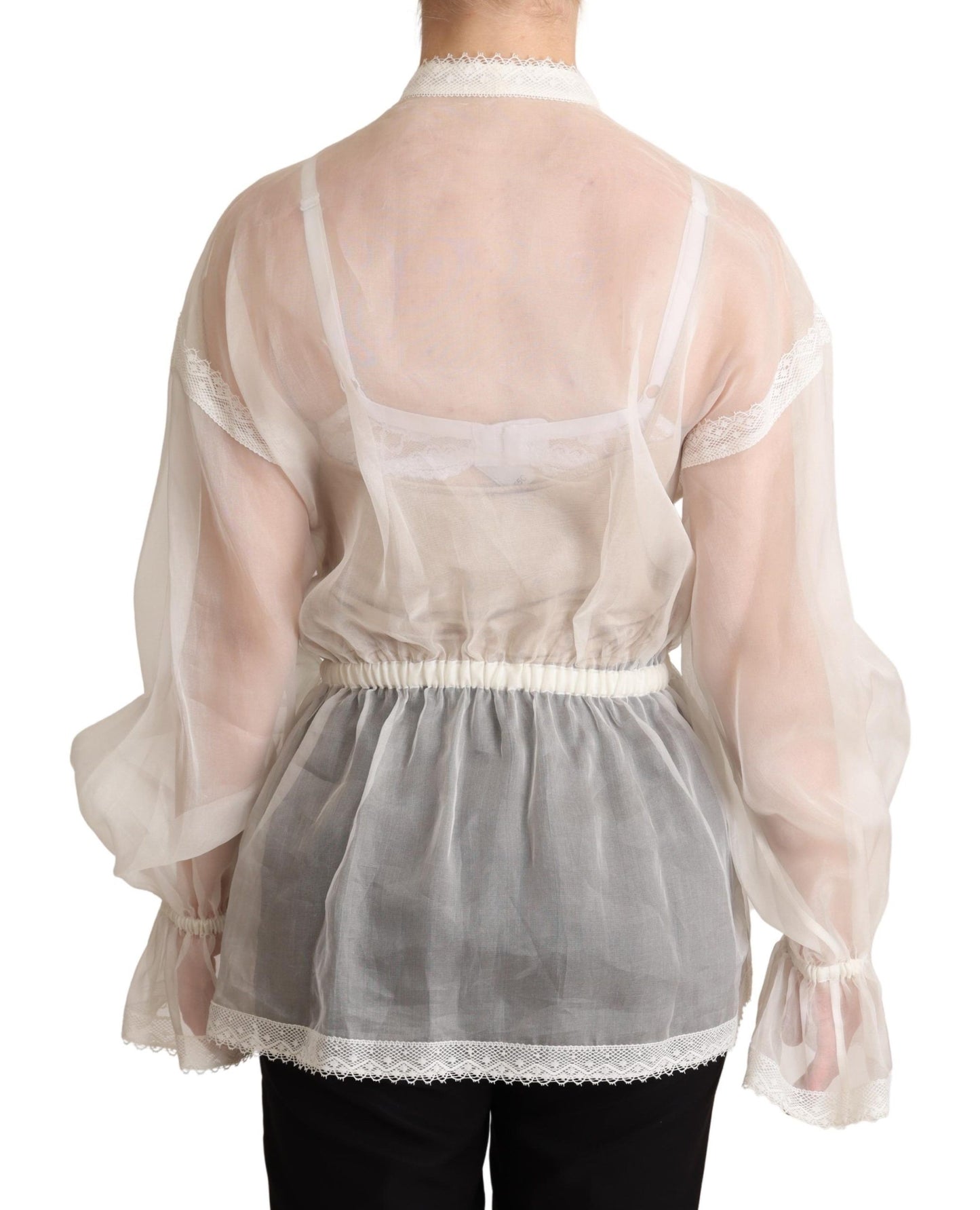 Chemisier Dolce & Gabbana blanc à col lavallière et manches longues