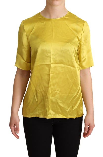 Chemisier Dolce & Gabbana en soie jaune à manches courtes