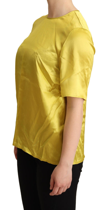 Chemisier Dolce & Gabbana en soie jaune à manches courtes