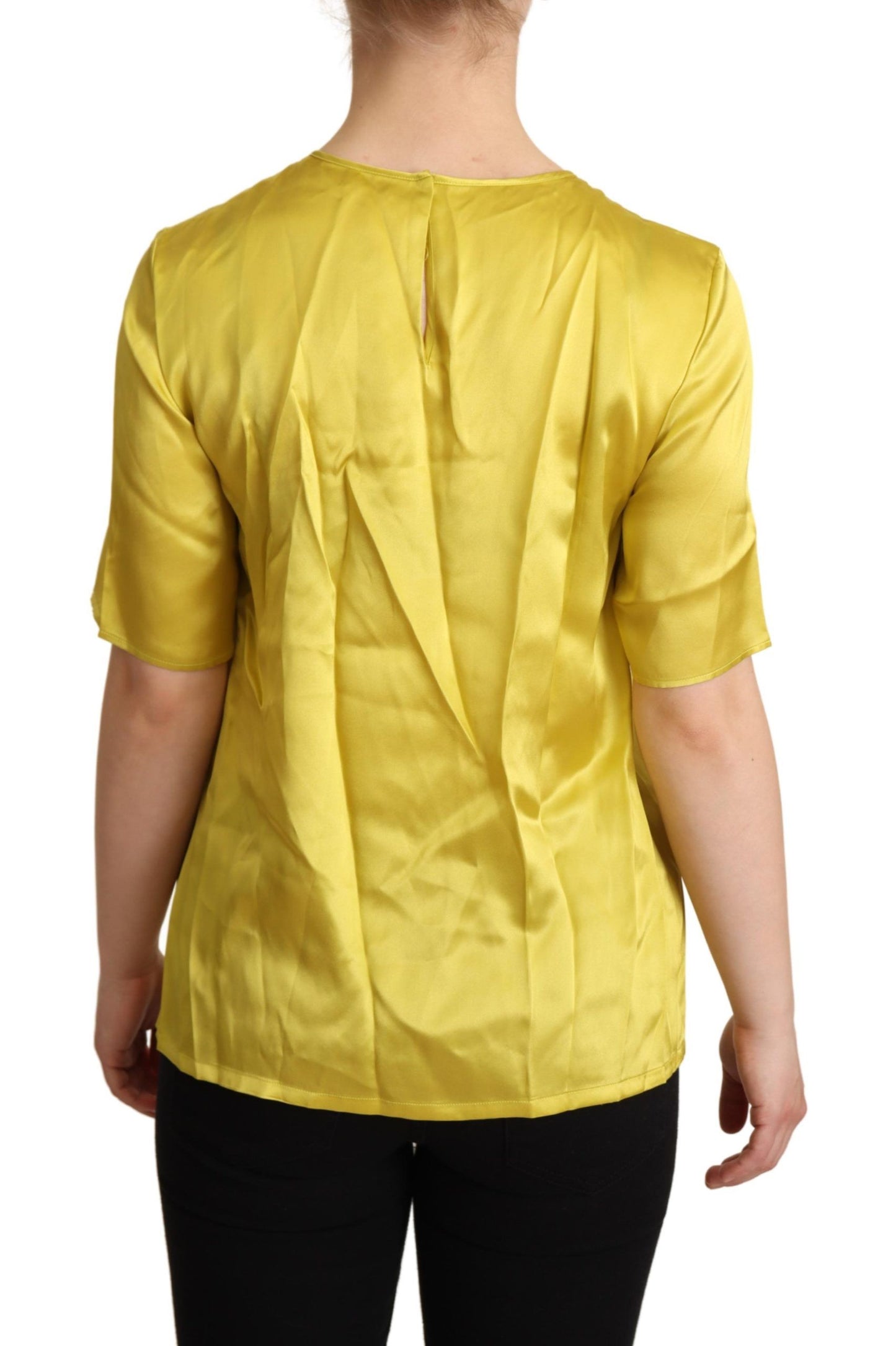 Chemisier Dolce & Gabbana en soie jaune à manches courtes