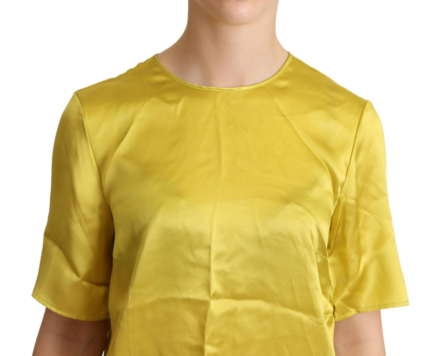 Chemisier Dolce & Gabbana en soie jaune à manches courtes