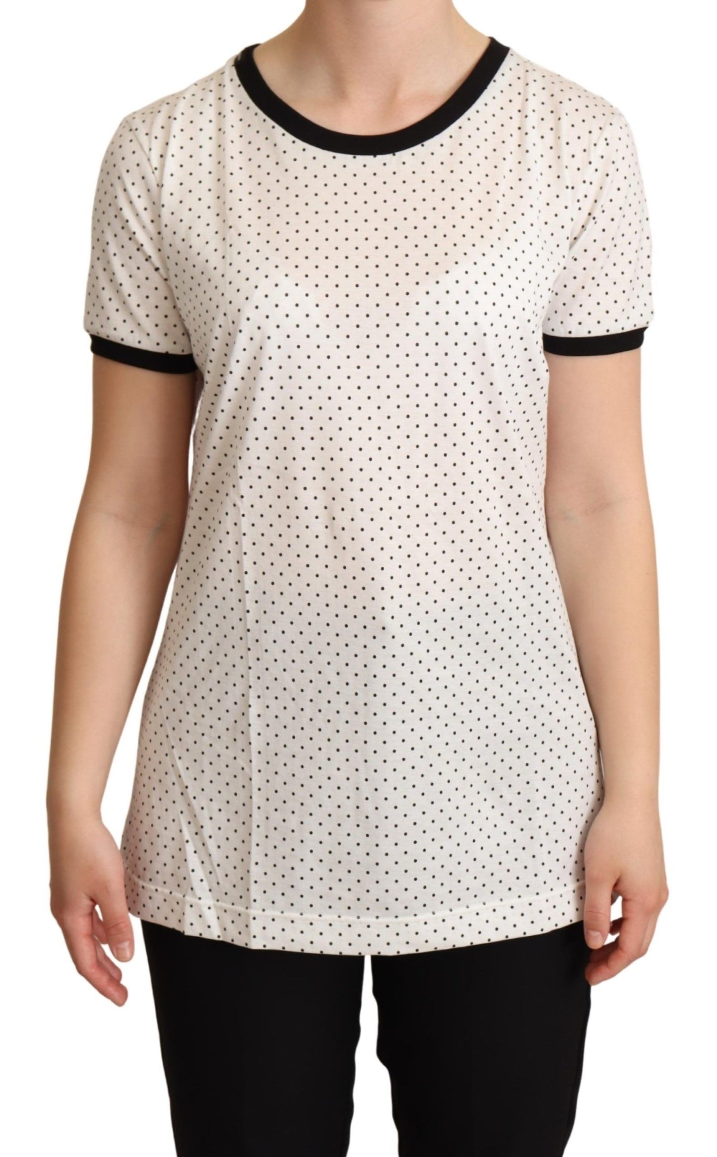 T-shirt ras-du-cou Dolce & Gabbana en coton blanc à pois