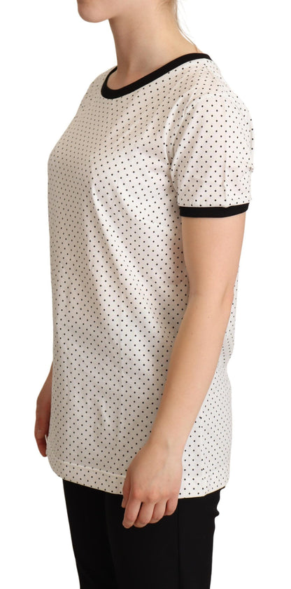T-shirt ras-du-cou Dolce & Gabbana en coton blanc à pois
