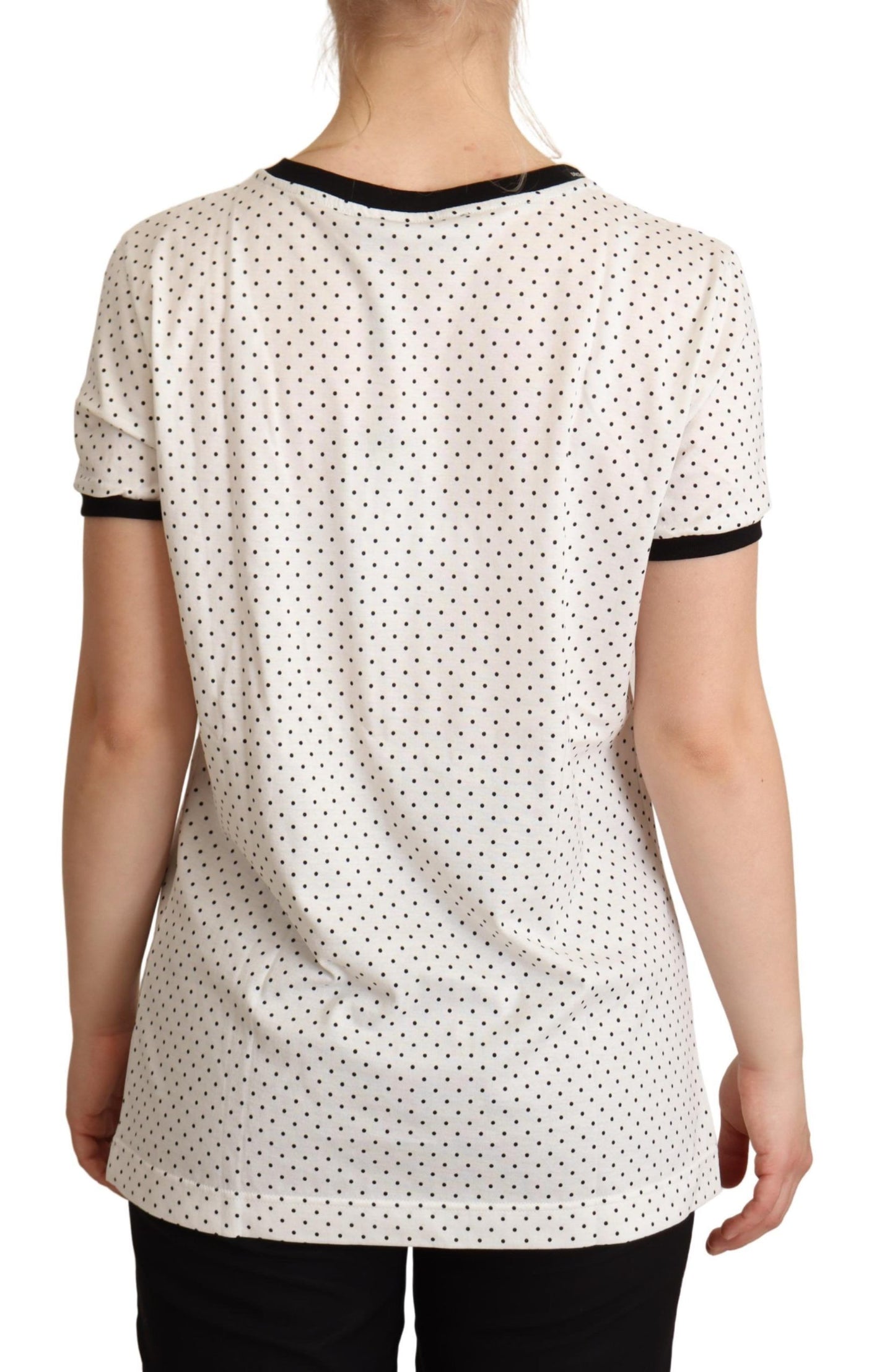 T-shirt ras-du-cou Dolce & Gabbana en coton blanc à pois