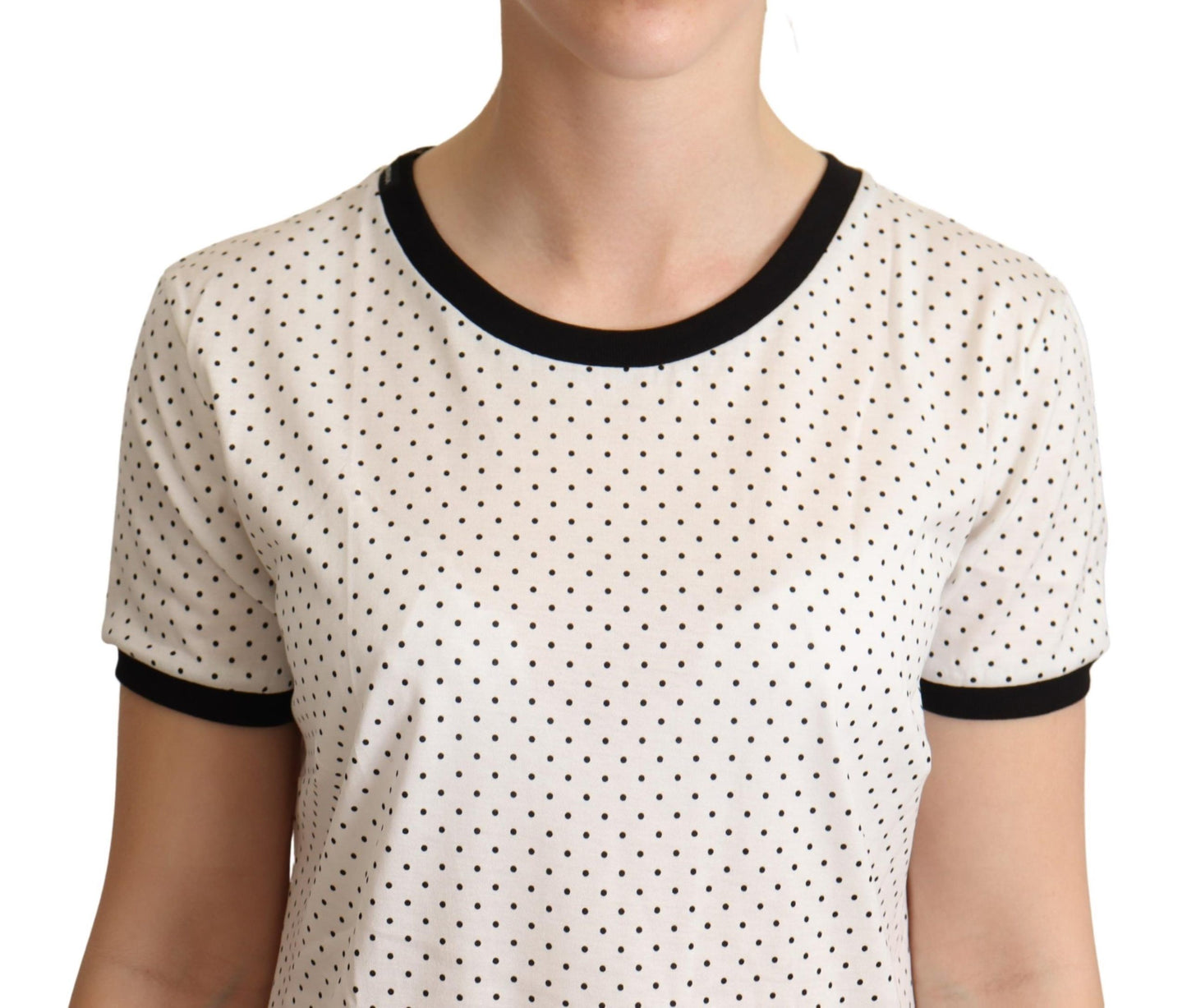 T-shirt ras-du-cou Dolce & Gabbana en coton blanc à pois