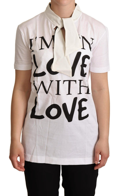 T-shirt Dolce & Gabbana en coton et soie blancs I'm In Love