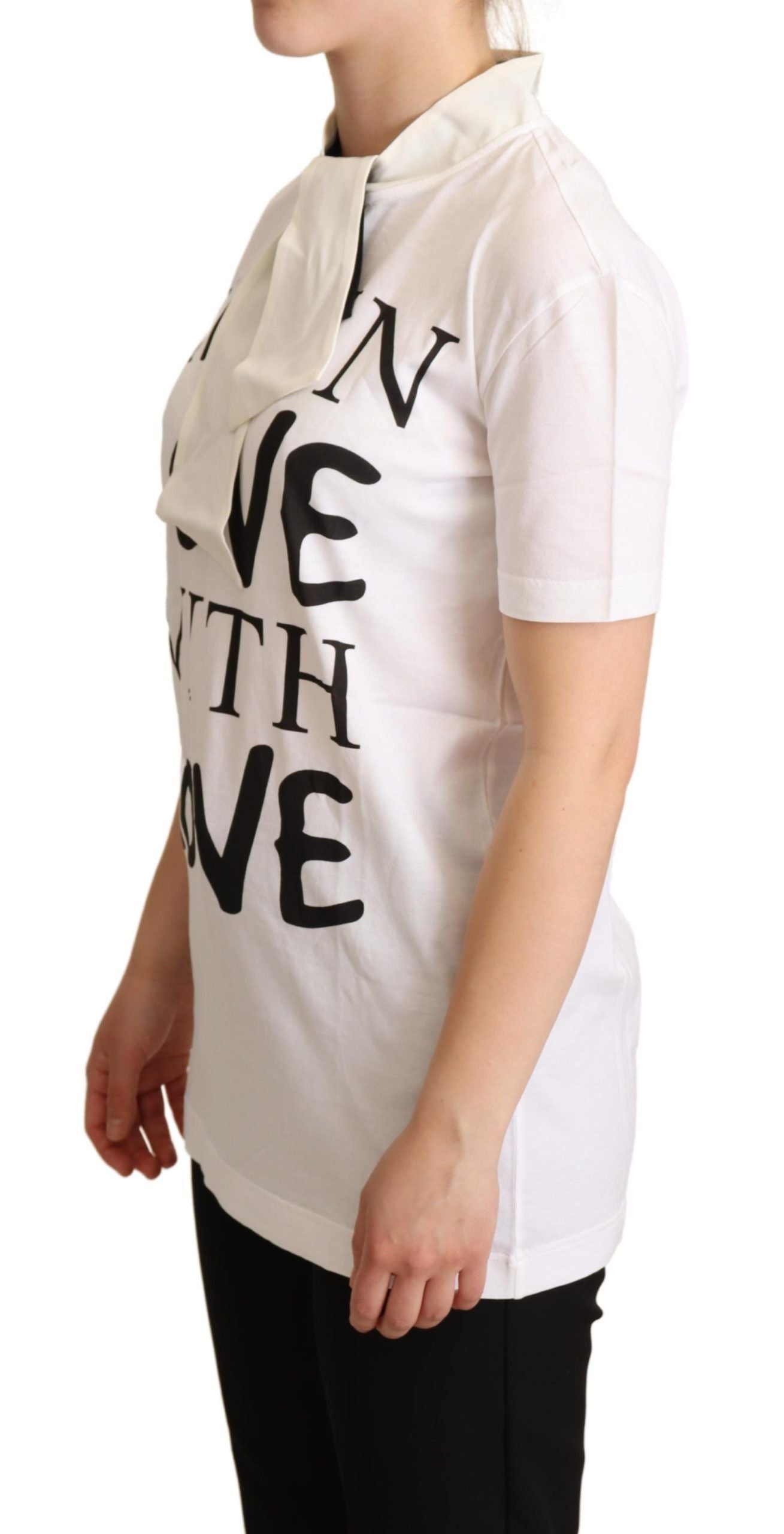 T-shirt Dolce & Gabbana en coton et soie blancs I'm In Love