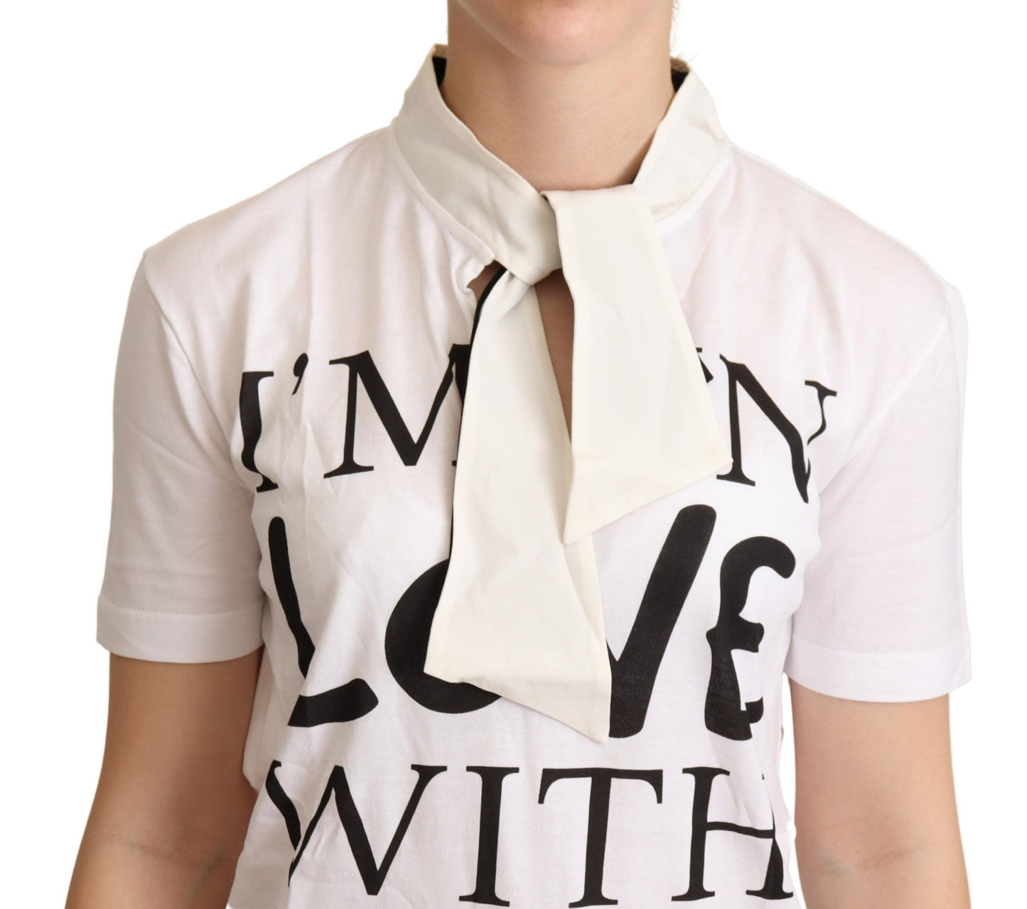 T-shirt Dolce & Gabbana en coton et soie blancs I'm In Love