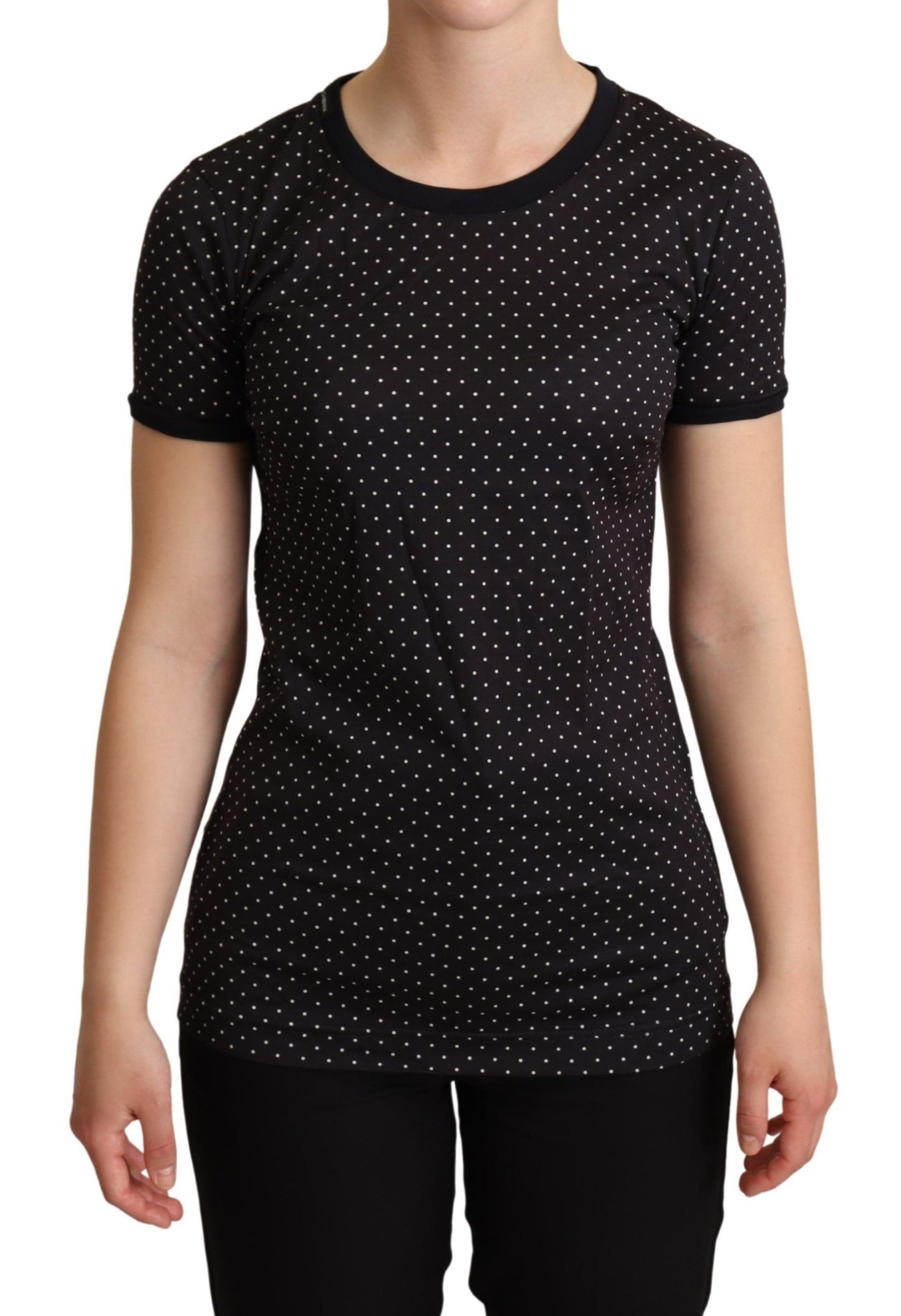 T-shirt col ras du cou Dolce & Gabbana en coton noir à pois