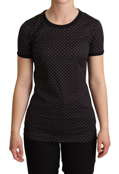 T-shirt col ras du cou Dolce & Gabbana en coton noir à pois