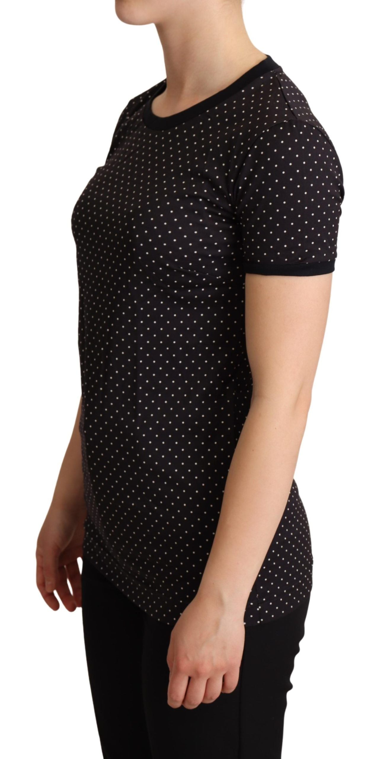 T-shirt col ras du cou Dolce & Gabbana en coton noir à pois