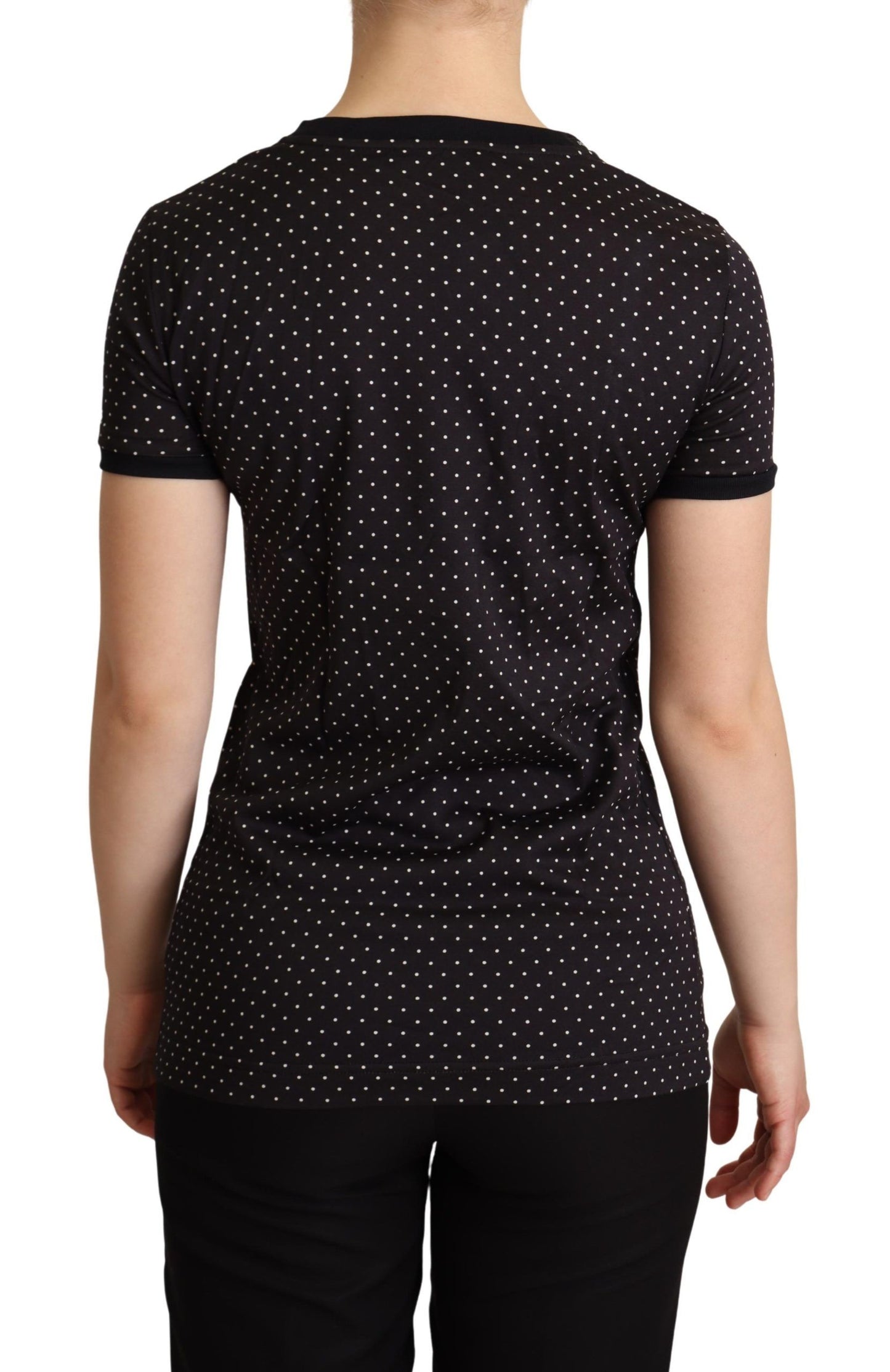 T-shirt col ras du cou Dolce & Gabbana en coton noir à pois