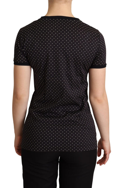 T-shirt col ras du cou Dolce & Gabbana en coton noir à pois