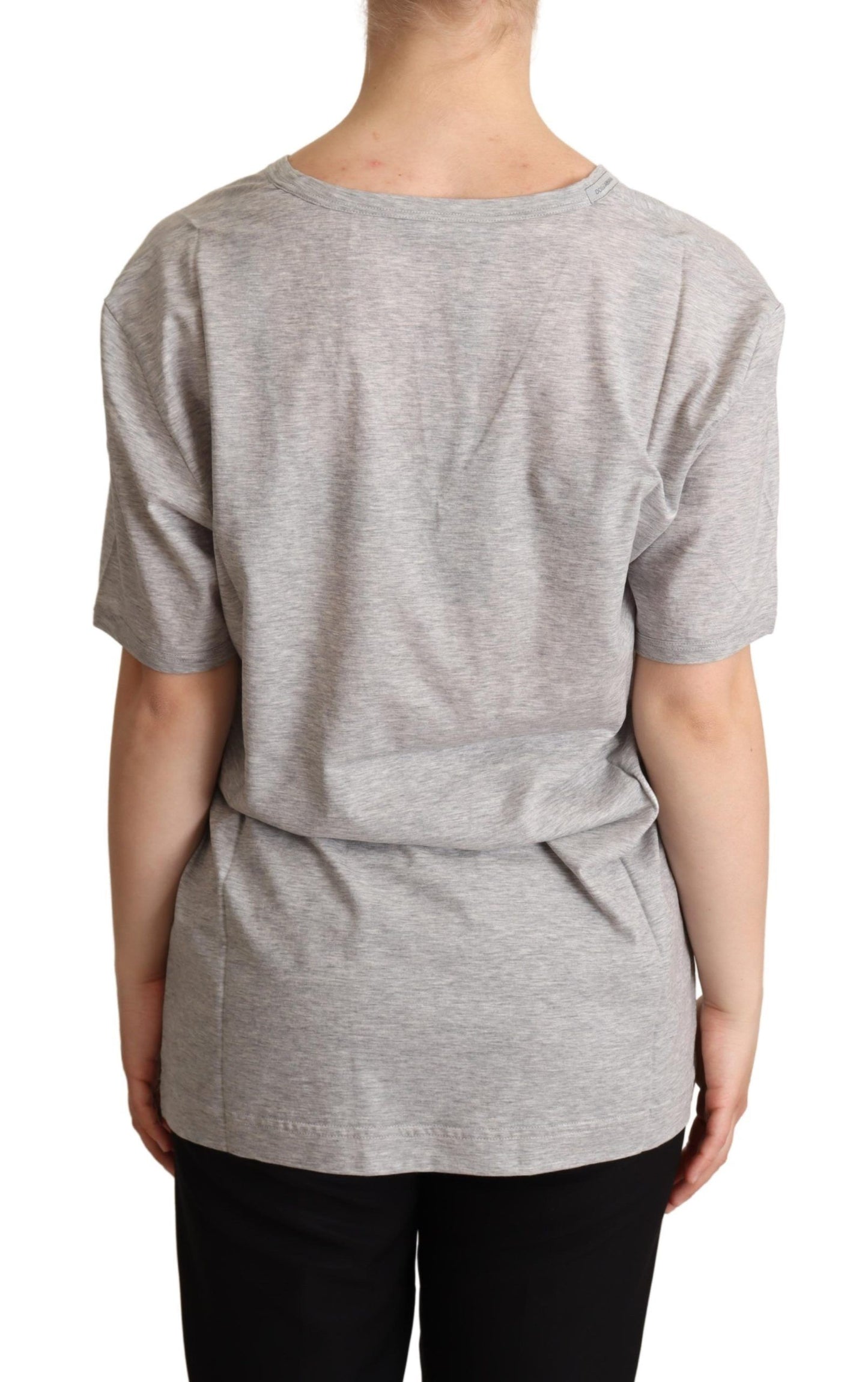 T-shirt col V Dolce & Gabbana gris uni 100 % coton