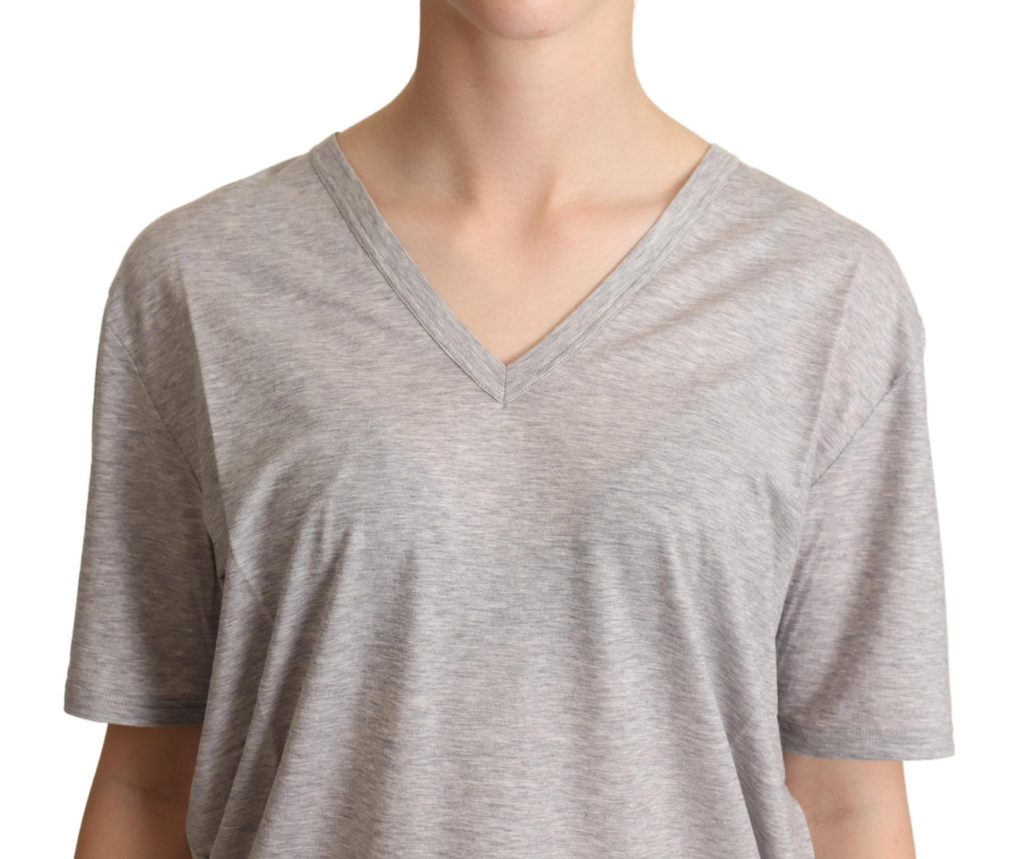 T-shirt col V Dolce & Gabbana gris uni 100 % coton