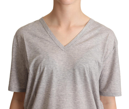 T-shirt col V Dolce & Gabbana gris uni 100 % coton