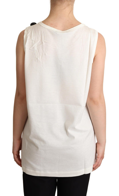 T-shirt Dolce & Gabbana blanc imprimé floral chien orné