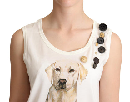 T-shirt Dolce & Gabbana blanc imprimé floral chien orné