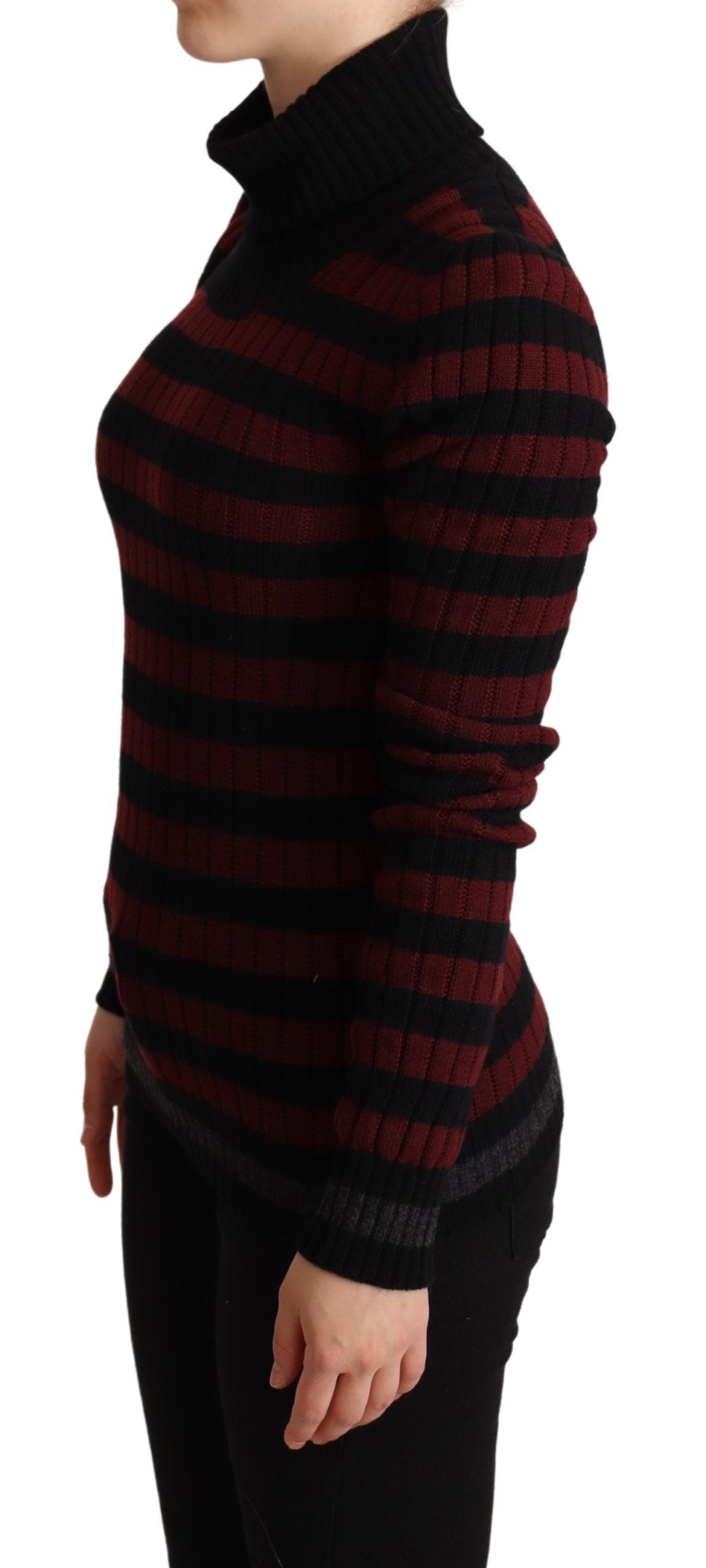 Pull en laine rayé noir et rouge Dolce & Gabbana