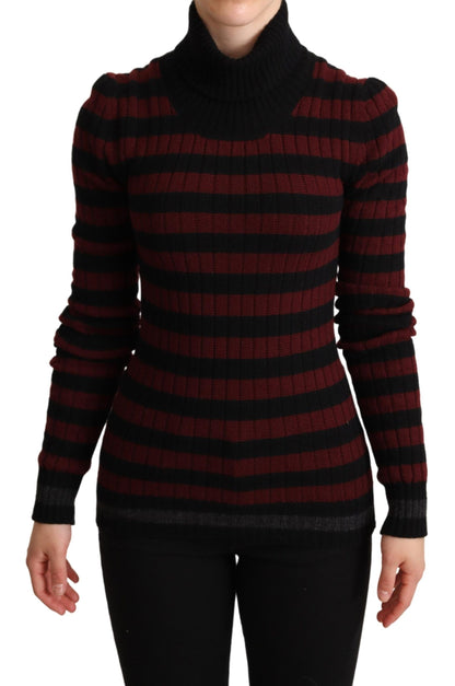 Pull en laine rayé noir et rouge Dolce & Gabbana