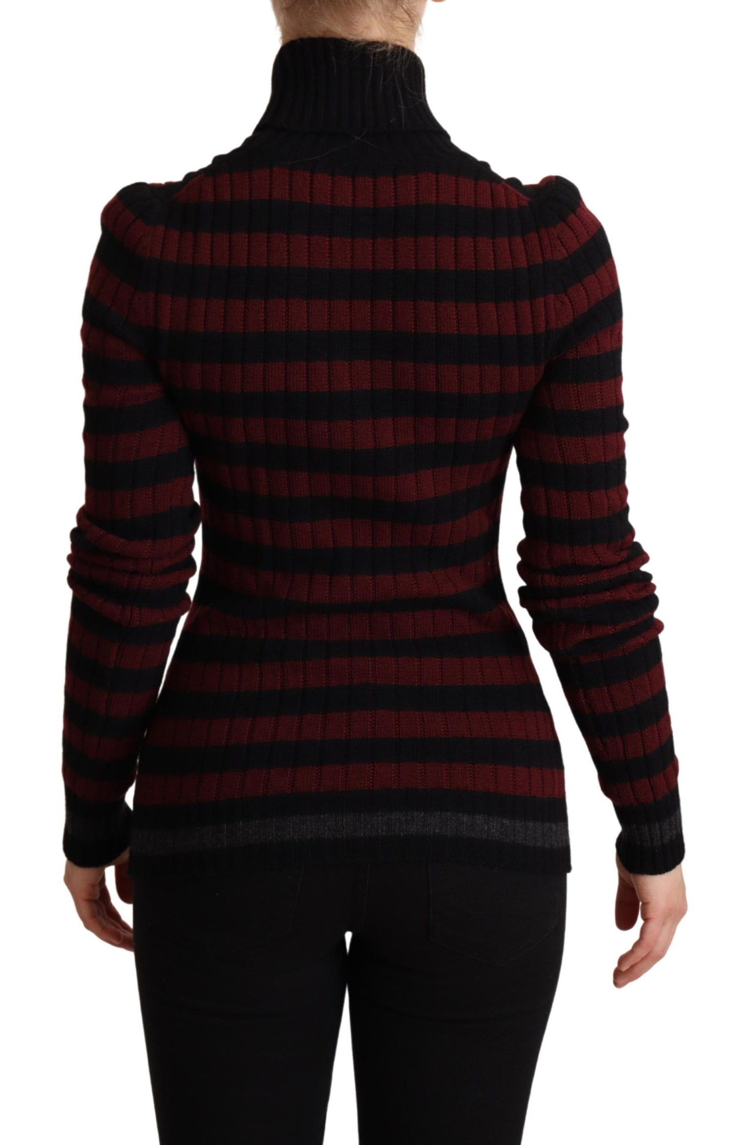 Pull en laine rayé noir et rouge Dolce & Gabbana