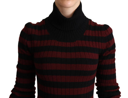 Pull en laine rayé noir et rouge Dolce & Gabbana
