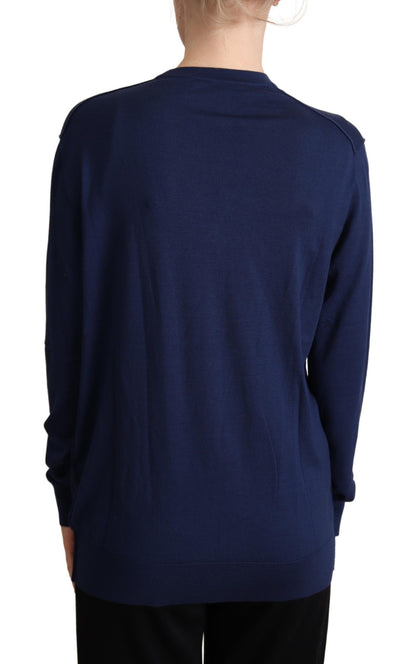 Cardigan en Laine Vierge Bleue Boutonnée Dolce & Gabbana