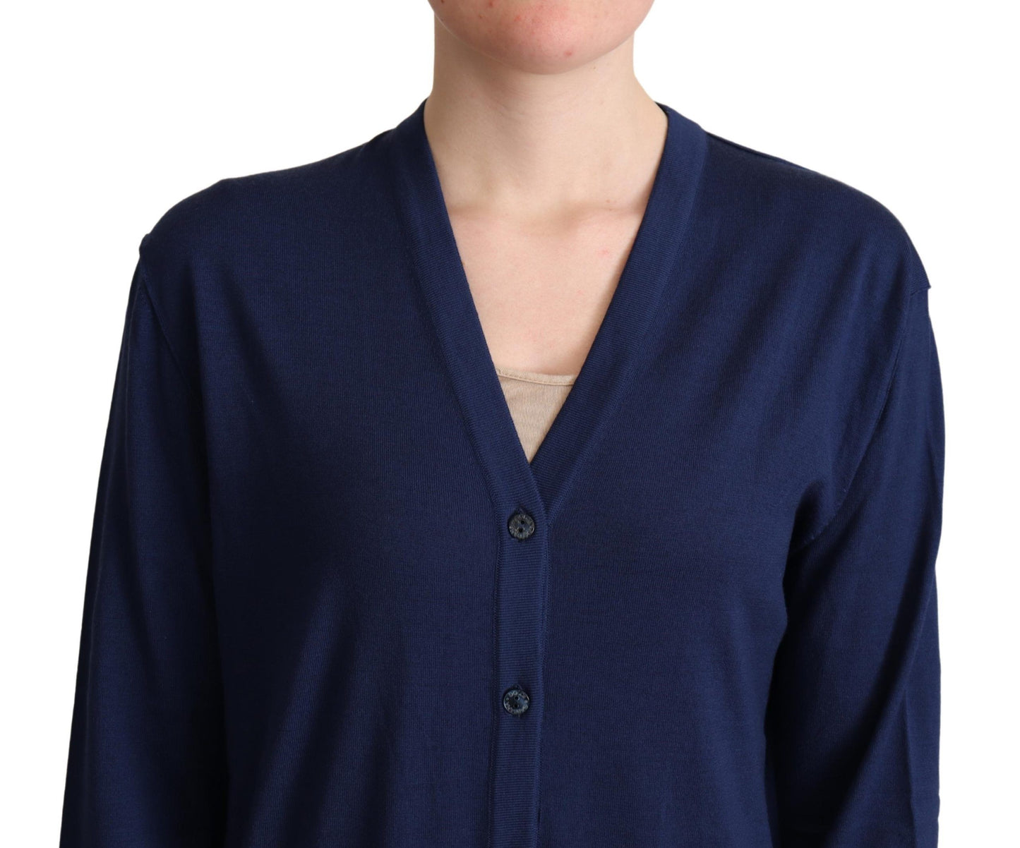 Cardigan en Laine Vierge Bleue Boutonnée Dolce & Gabbana