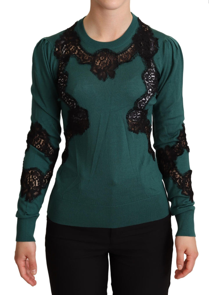 Suéter de cuello redondo de lana verde de Dolce & Gabbana