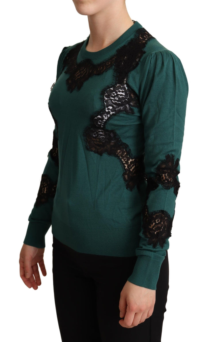 Suéter de cuello redondo de lana verde de Dolce & Gabbana