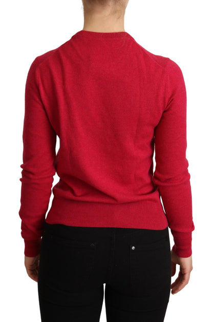 Pull en cachemire et laine brodé rose Dolce & Gabbana