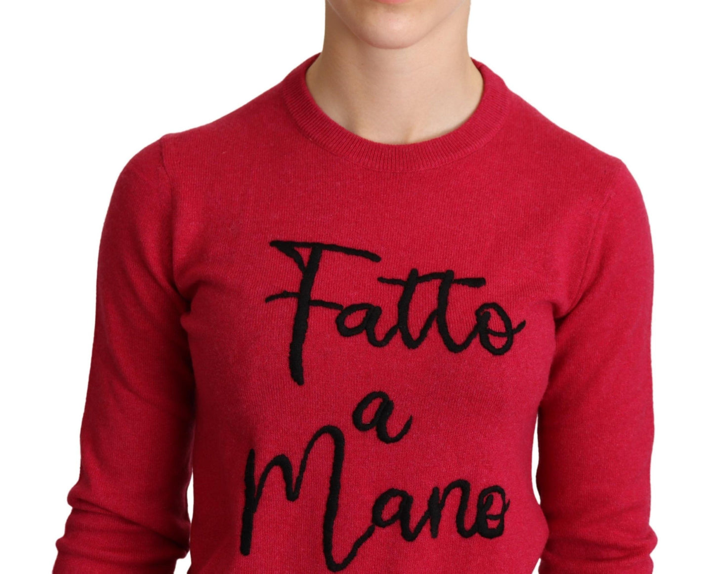 Pull en cachemire et laine brodé rose Dolce & Gabbana