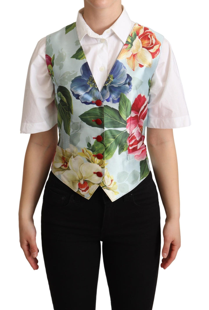 Chaleco de seda floral verde menta de Dolce & Gabbana