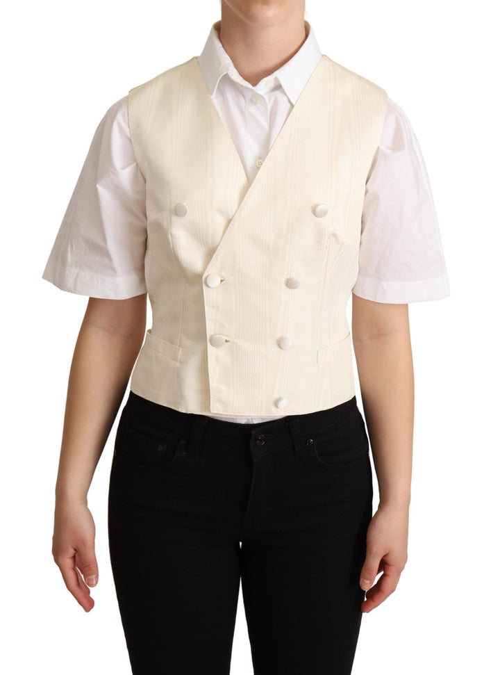 Chaleco sin mangas de seda beige Dolce & Gabbana