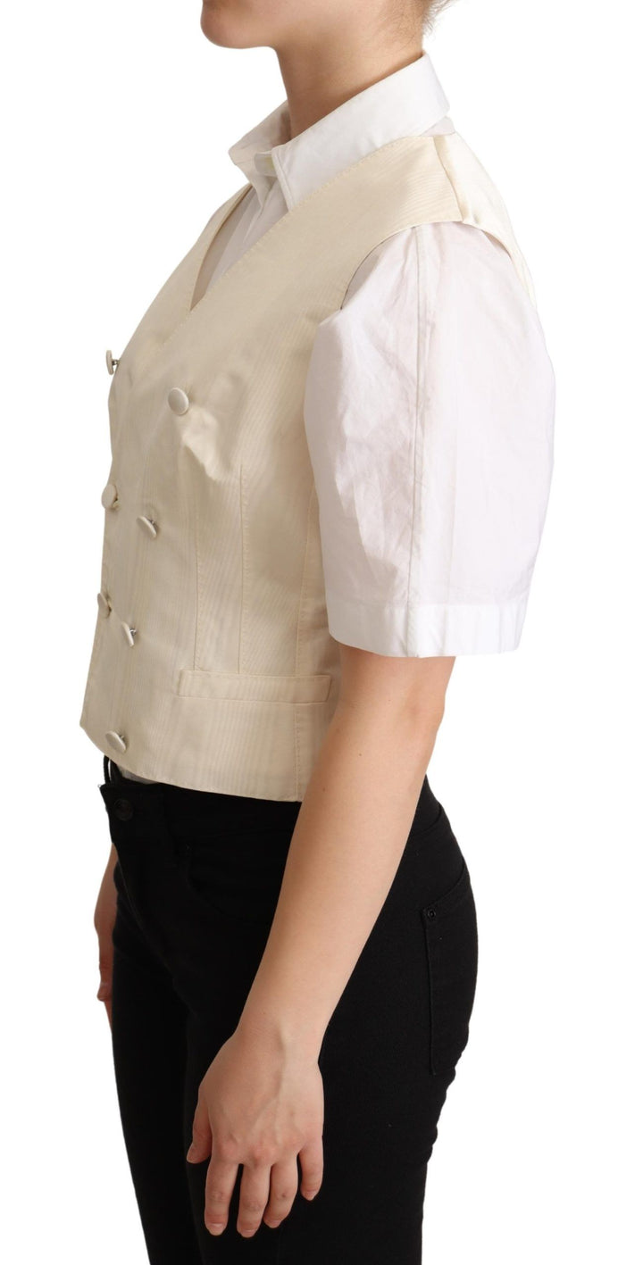 Chaleco sin mangas de seda beige Dolce & Gabbana