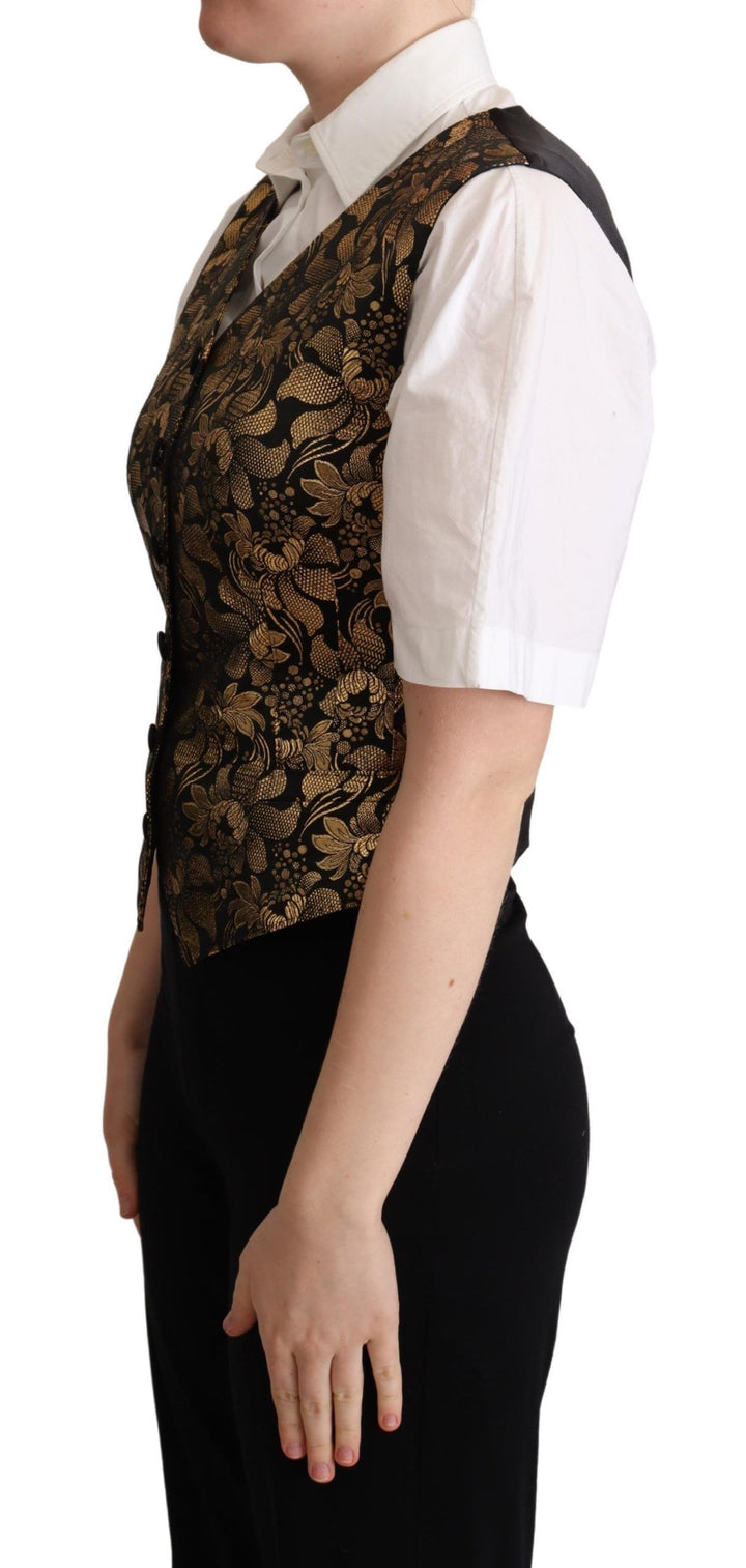 Chaleco de seda jacquard negro y dorado de Dolce & Gabbana