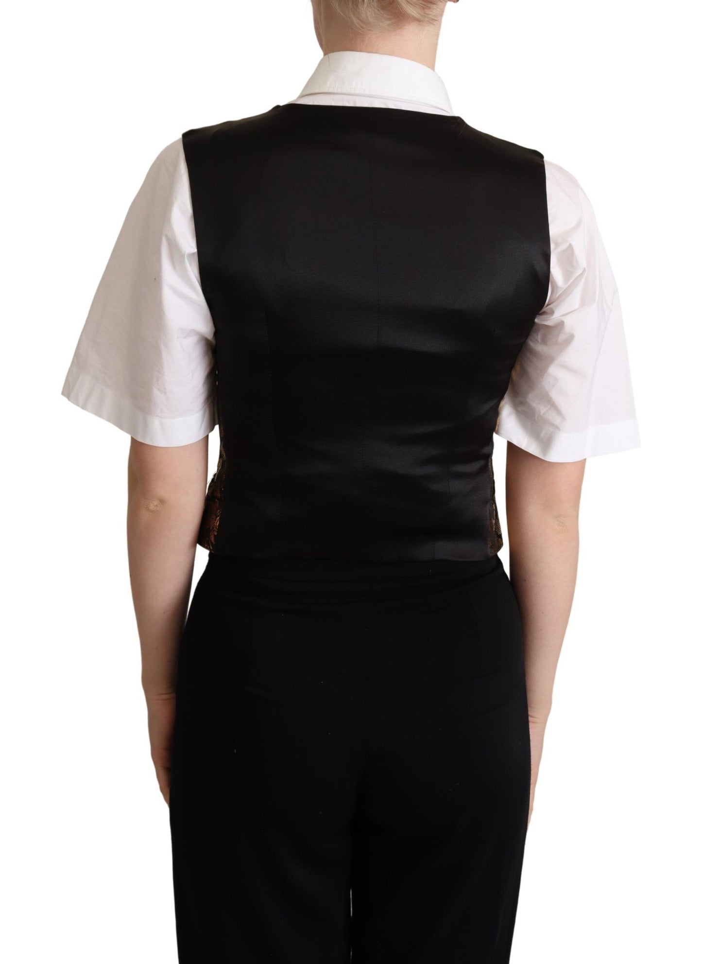 Gilet Dolce & Gabbana en soie jacquard noir et or