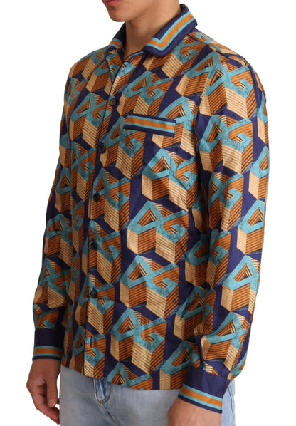 Chemise Top Homme en Soie Dolce & Gabbana Multicolor DG Logo