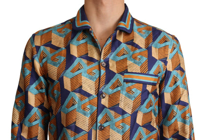 Chemise Top Homme en Soie Dolce & Gabbana Multicolor DG Logo
