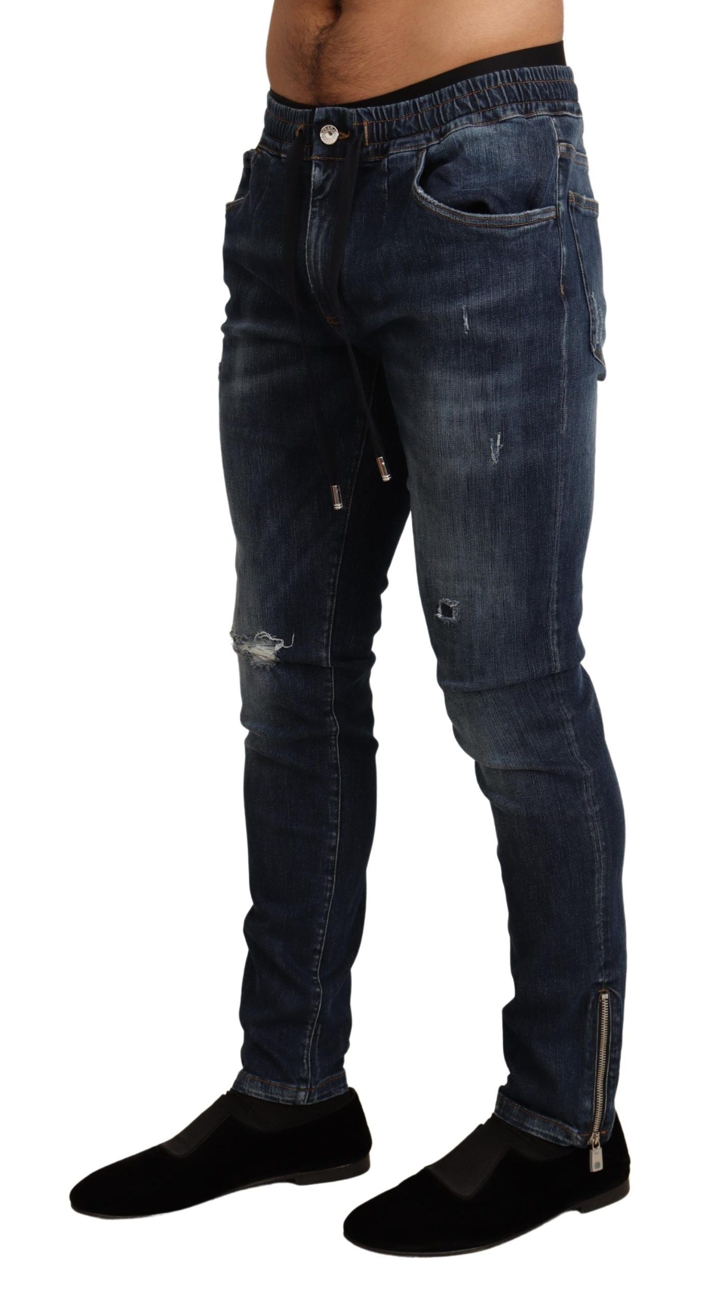 Jean en denim déchiré Dolce & Gabbana en coton stretch bleu