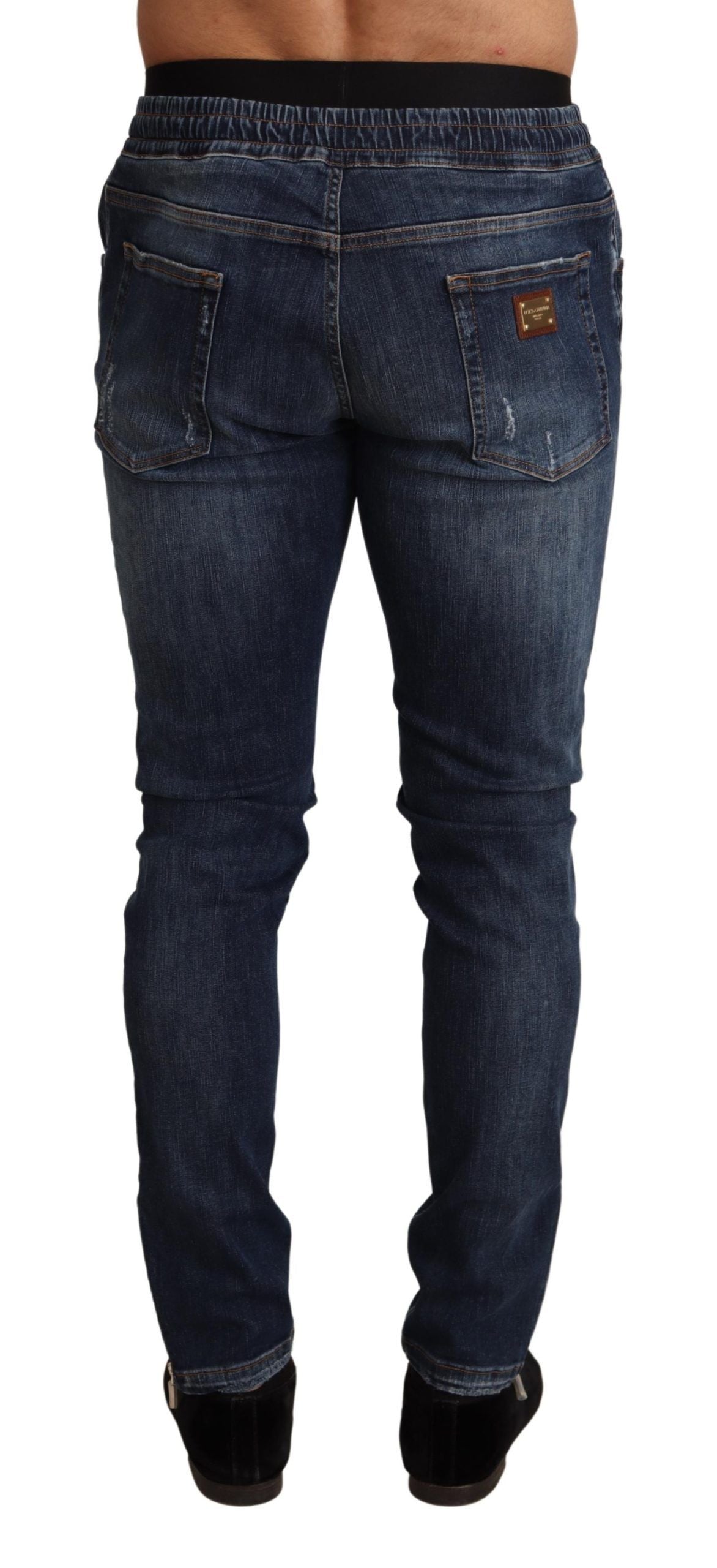 Jean en denim déchiré Dolce & Gabbana en coton stretch bleu