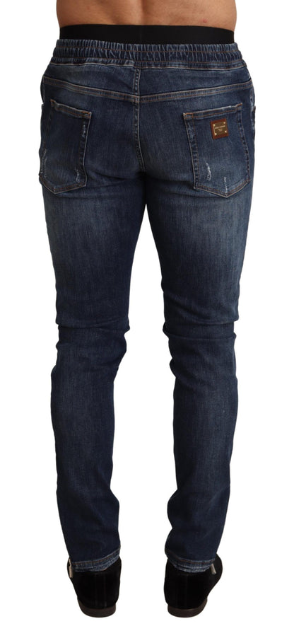 Jean en denim déchiré Dolce & Gabbana en coton stretch bleu